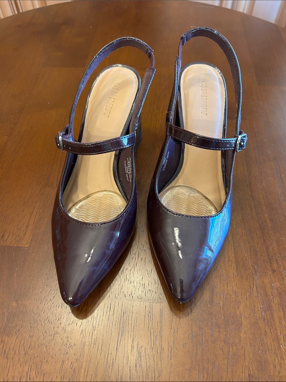Old Navy Women's Patent Pointed-Toe Slingback Pumps in Dark Brown